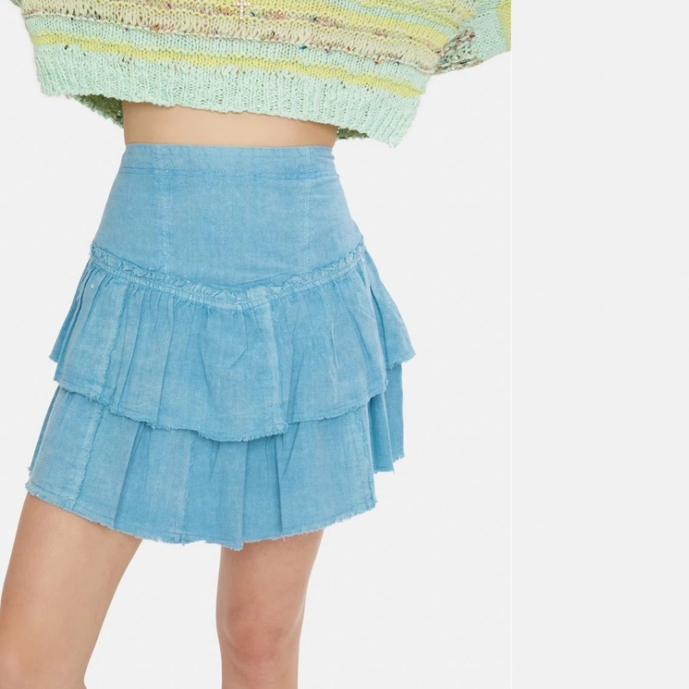 Free People Blue Mini Skirt